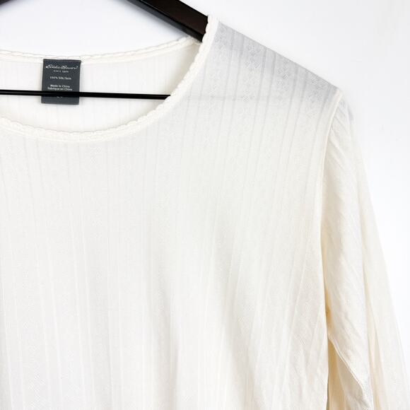 Eddie Bauer Womens 100% Silk Base Layer Under Shirt White - L - Picture 2 of 7